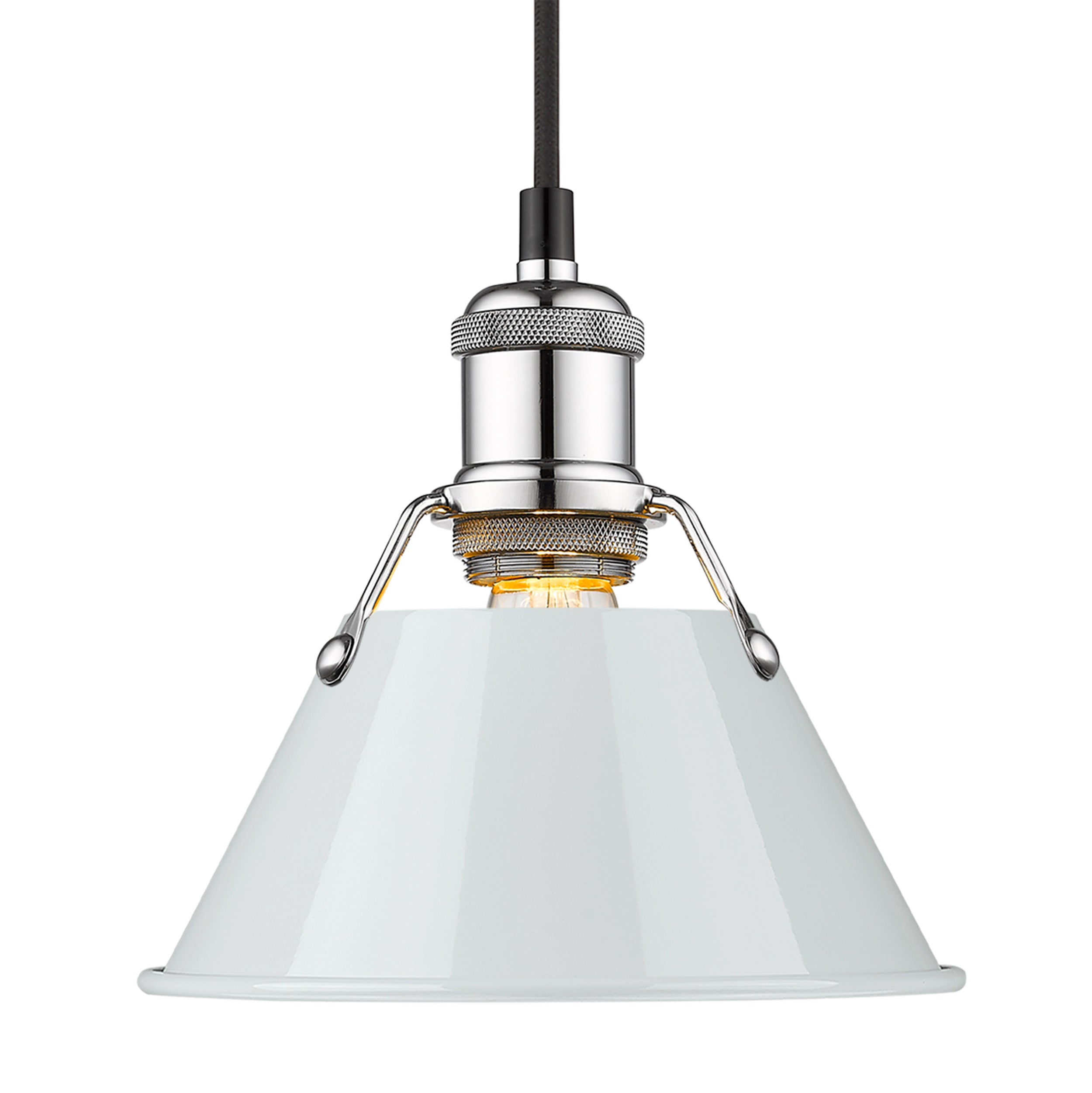 Yep by Golden Lighting Orwell 1-light 8in Pendant in Chrome and Dusky Blue shade - - Golden Lighting