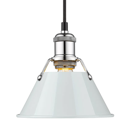 Yep by Golden Lighting Orwell 1-light 8in Pendant in Chrome and Dusky Blue shade - - Golden Lighting