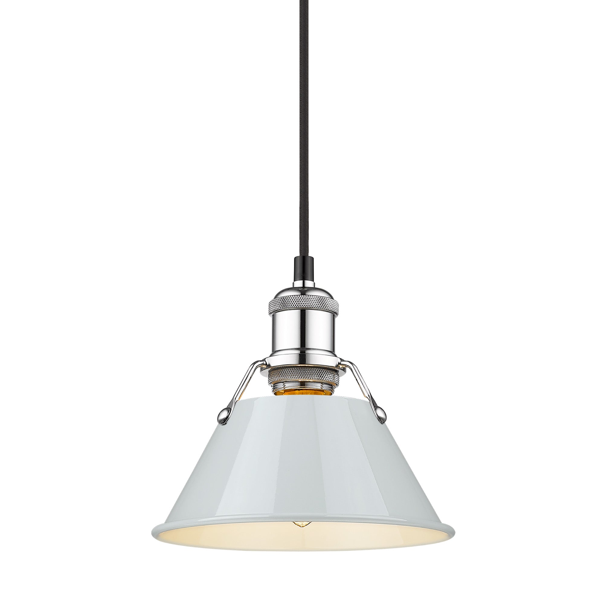 Orwell 7.5" Wide Small Pendant in Chrome with Dusky Blue - Chrome / Dusky Blue / Blue - Golden Lighting