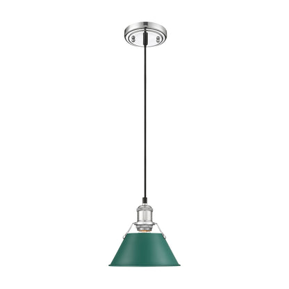 Orwell 7.5" Wide Small Pendant in Chrome with Pine Green - - Golden Lighting
