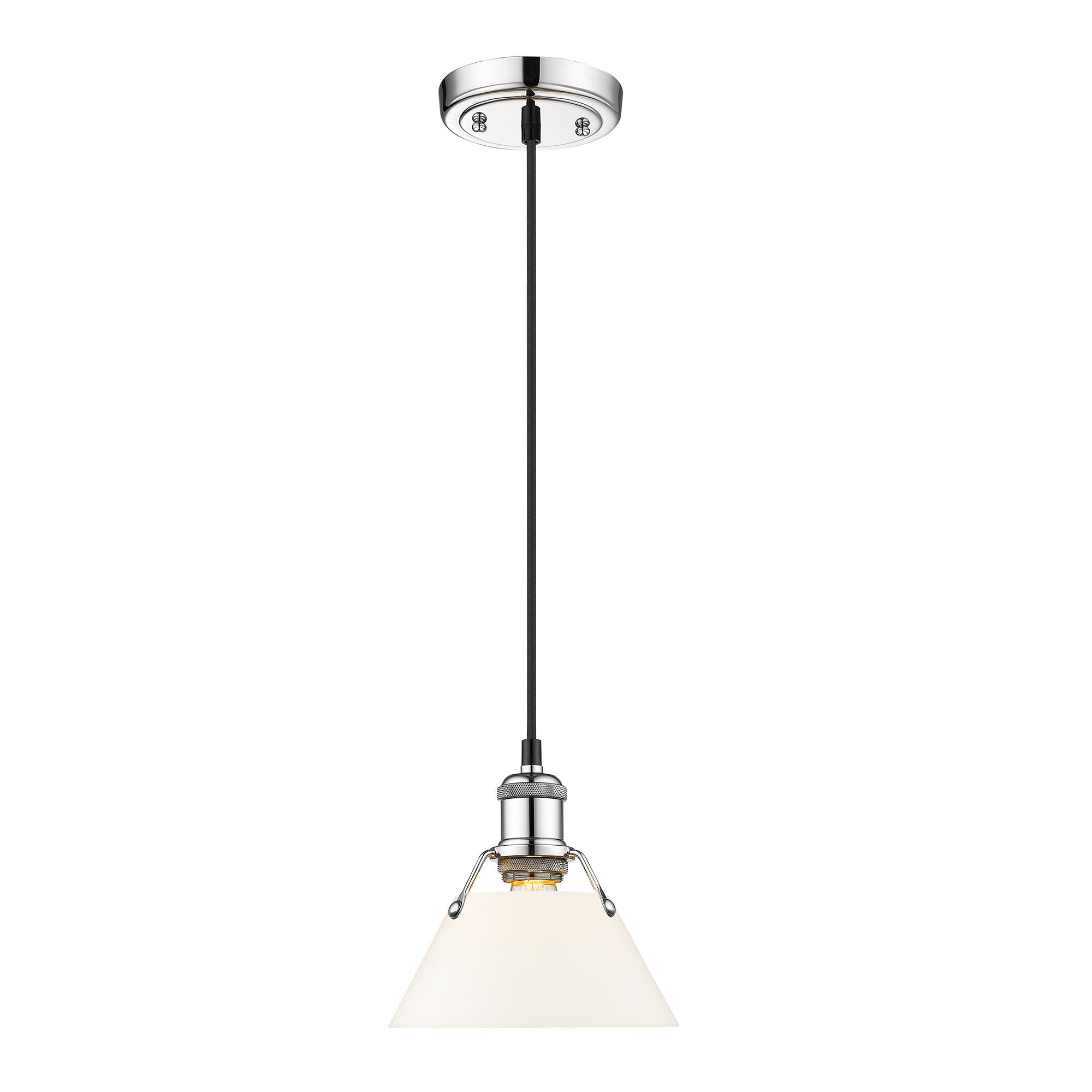 Orwell 7.5" Wide Small Pendant in Chrome with Opal Glass - - Golden Lighting