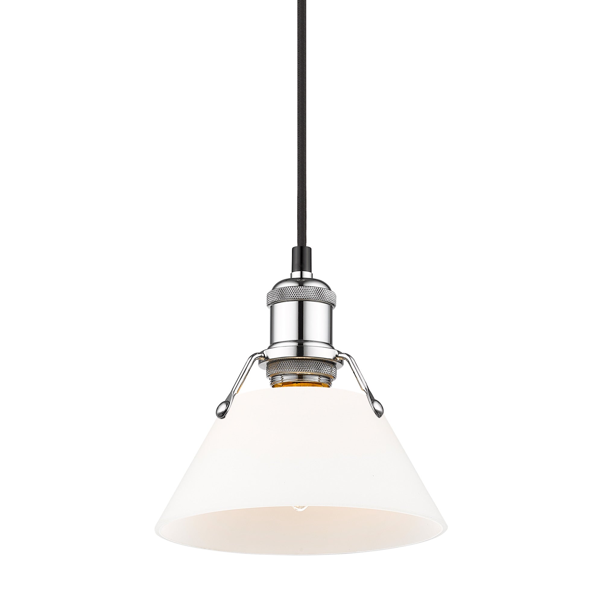 Orwell 7.5" Wide Small Pendant in Chrome with Opal Glass - Chrome / Opal Glass / White - Golden Lighting