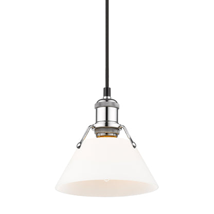 Orwell 7.5" Wide Small Pendant in Chrome with Opal Glass - Chrome / Opal Glass / White - Golden Lighting