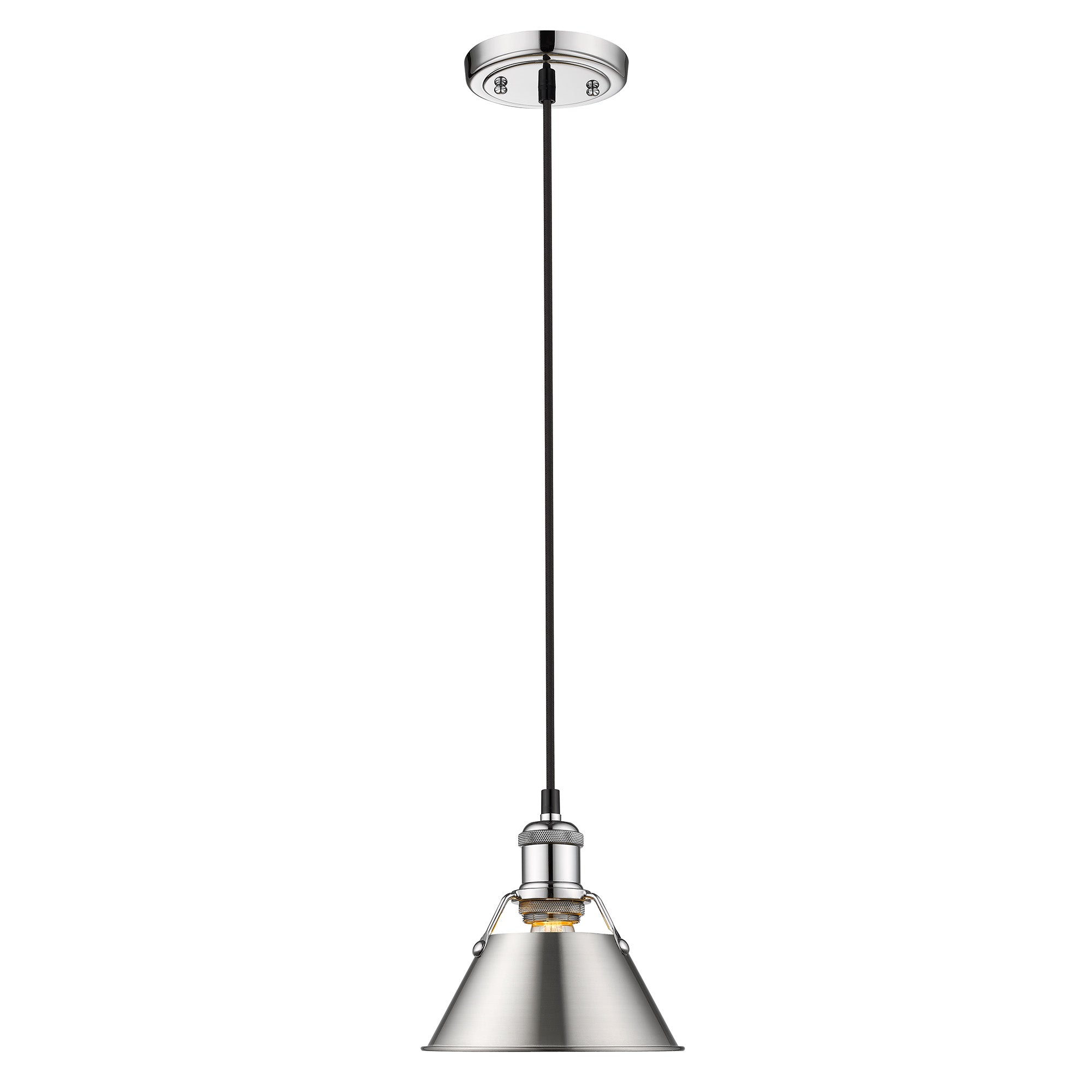 Orwell 7.5" Wide Small Pendant in Chrome with Pewter - - Golden Lighting