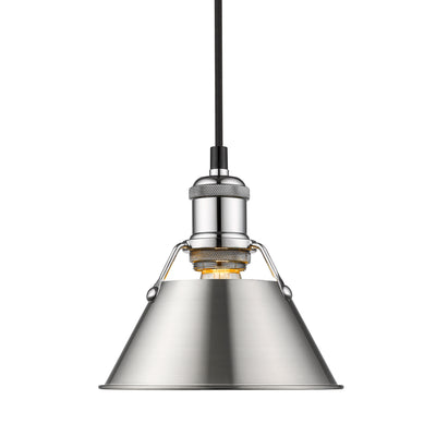 Yep by Golden Lighting Orwell 1-light 8in Pendant in Chrome and Pewter shade - Default Title - Golden Lighting