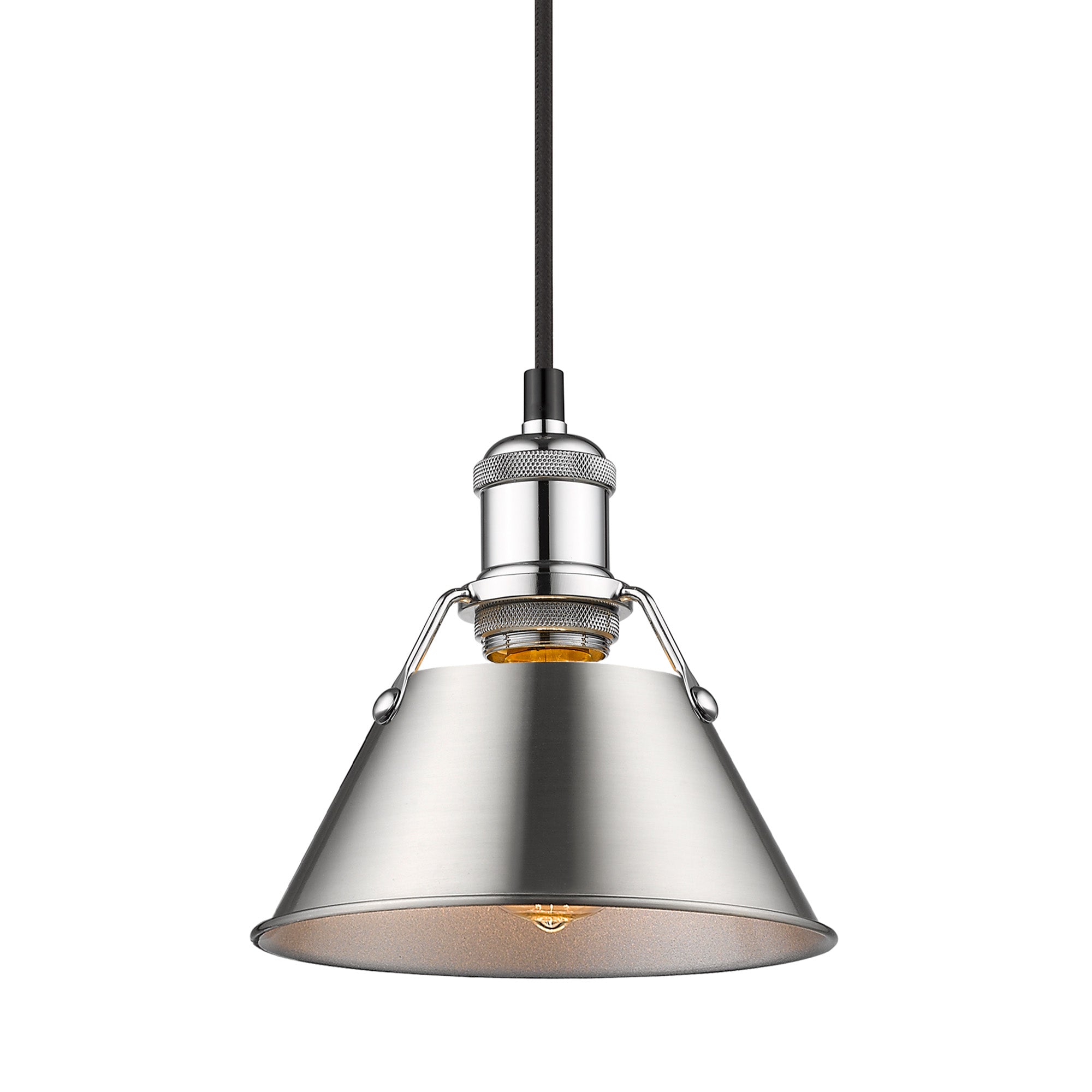 Orwell 7.5" Wide Small Pendant in Chrome with Pewter - Chrome / Pewter / Silver - Golden Lighting