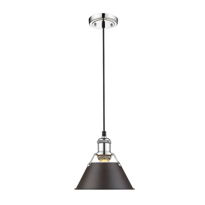 Yep by Golden Lighting Orwell 1-light 8in Pendant in Chrome and Rubbed Bronze shade - - Golden Lighting