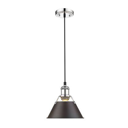 Orwell 7.5" Wide Small Pendant in Chrome with Rubbed Bronze - - Golden Lighting