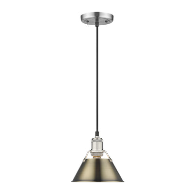 Yep by Golden Lighting Orwell 1-light 8in Pendant in Pewter and Aged Brass shade - - Golden Lighting