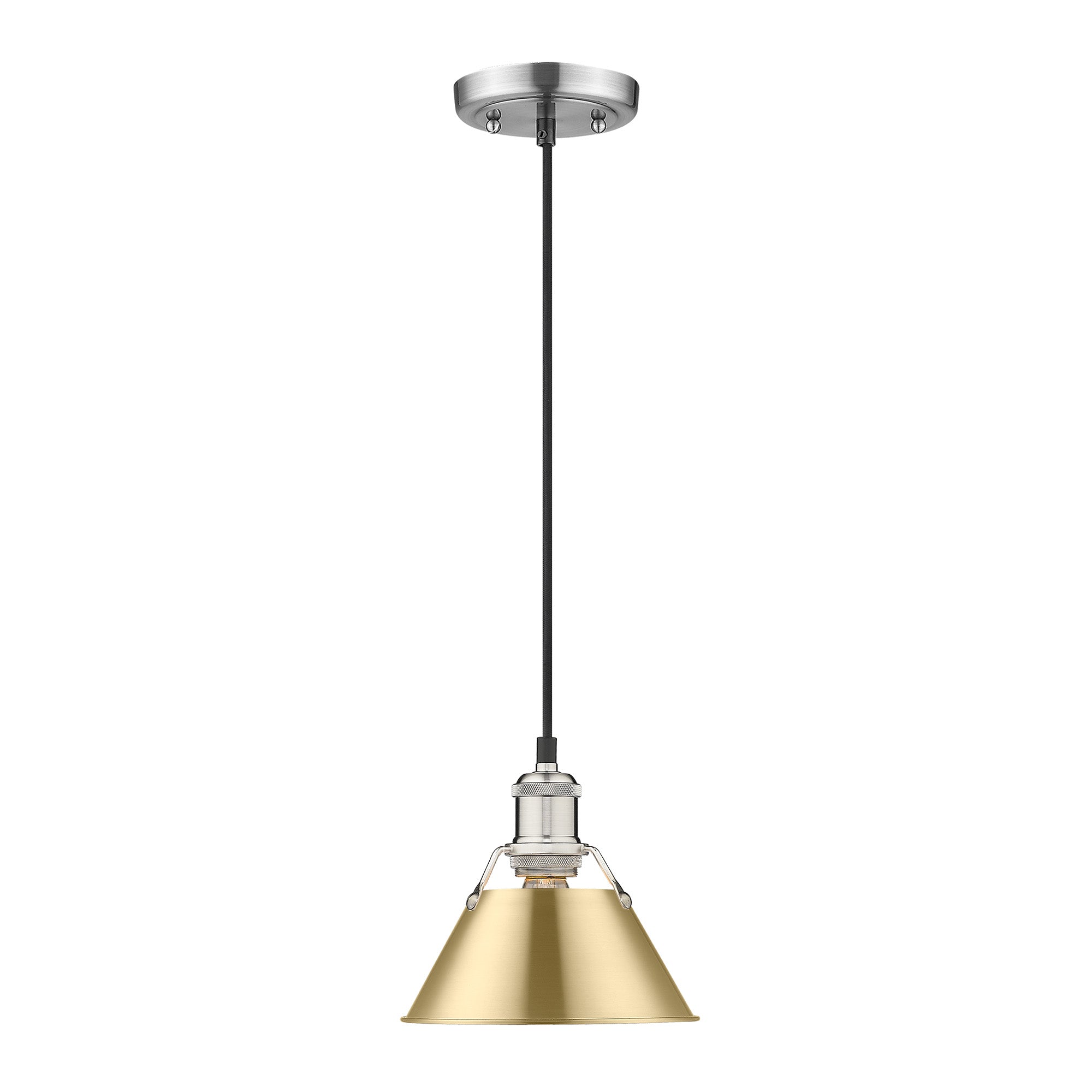 Orwell 7.5" Wide Small Pendant in Pewter with Brushed Champagne Bronze - - Golden Lighting