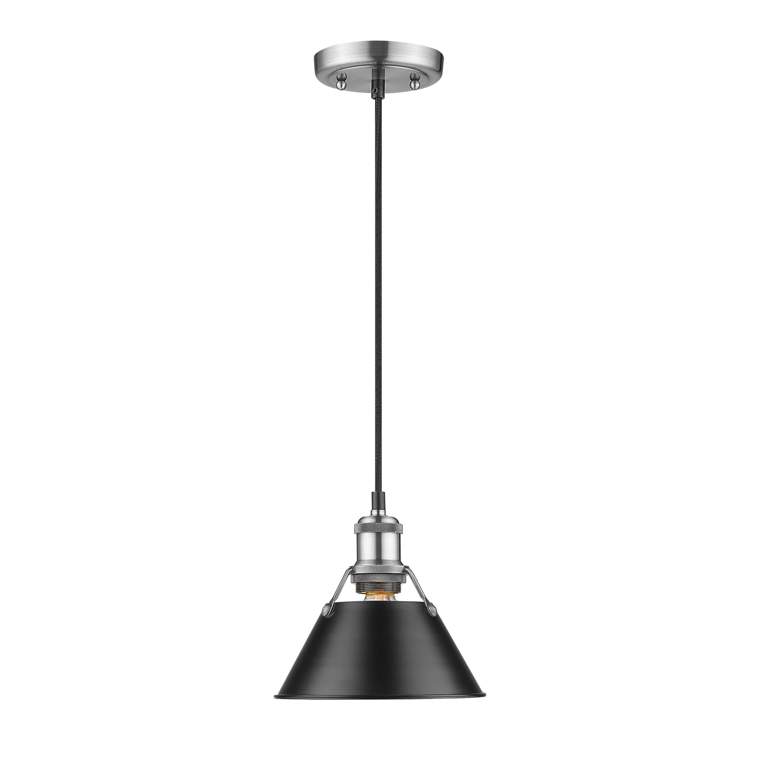 Orwell 7.5" Wide Small Pendant in Pewter with Matte Black - - Golden Lighting