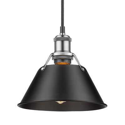 Yep by Golden Lighting Orwell 1-light 8in Pendant in Pewter and Matte Black shade - Default Title - Golden Lighting