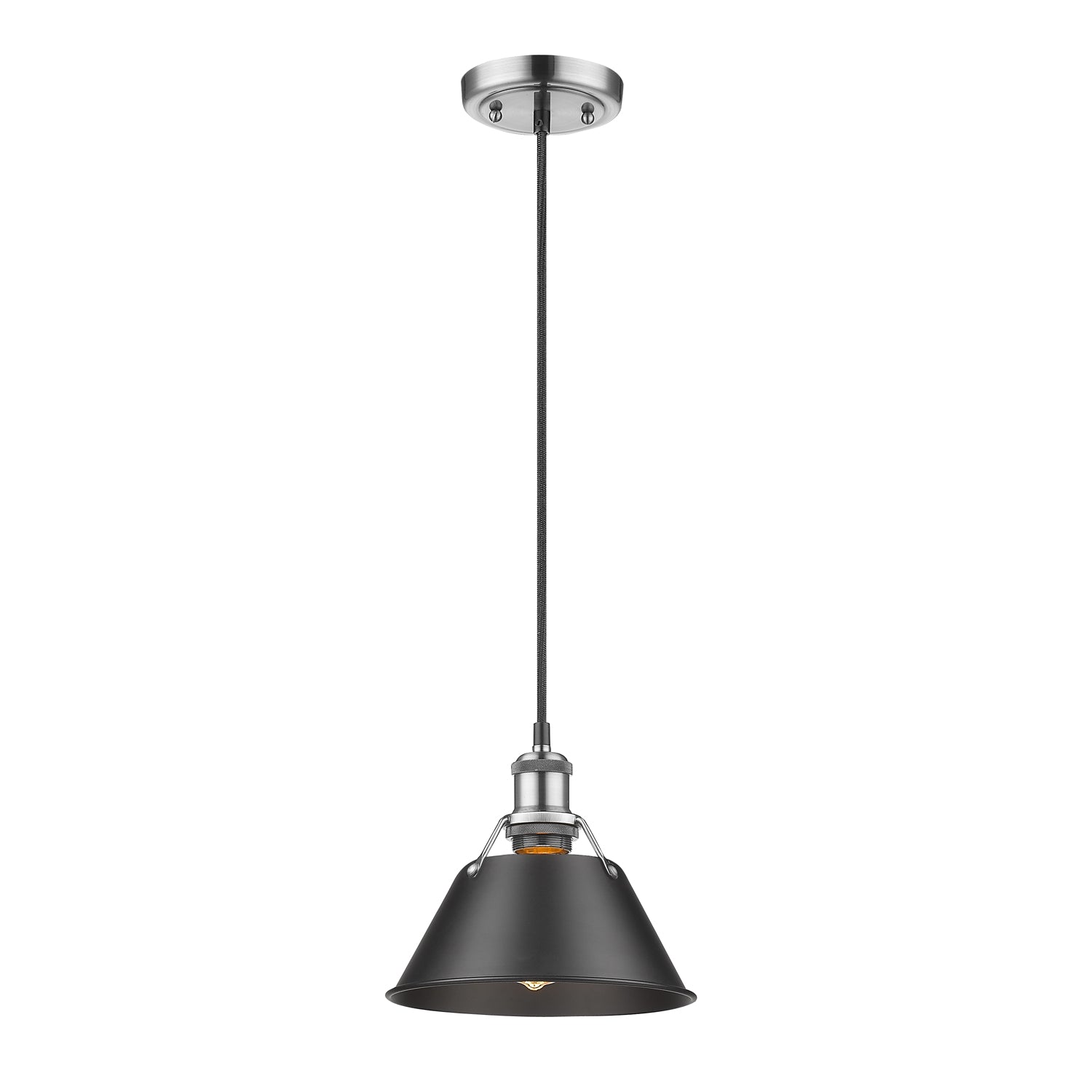 Orwell 7.5" Wide Small Pendant in Pewter with Matte Black - Pewter / Matte Black / Black - Golden Lighting