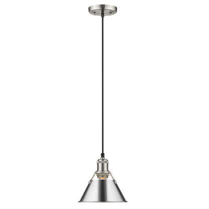 Orwell 7.5" Wide Small Pendant in Pewter with Chrome - - Golden Lighting