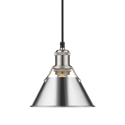 Yep by Golden Lighting Orwell 1-light 8in Pendant in Pewter and Chrome shade - - Golden Lighting