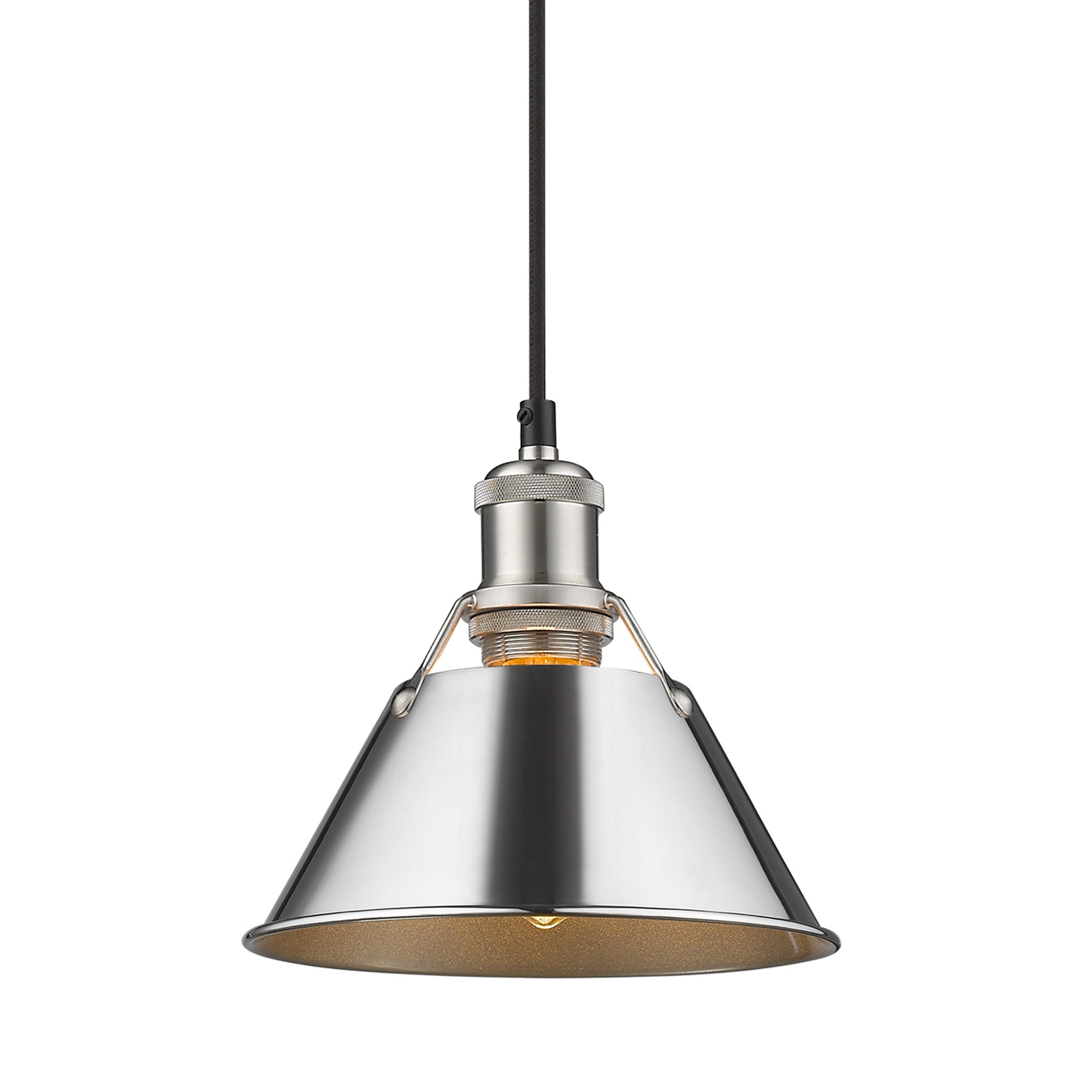 Orwell 7.5" Wide Small Pendant in Pewter with Chrome - Pewter / Chrome / Silver - Golden Lighting