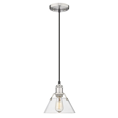 Orwell 7.5" Wide Small Pendant in Pewter with Clear Glass - Pewter / Clear Glass / Clear - Golden Lighting