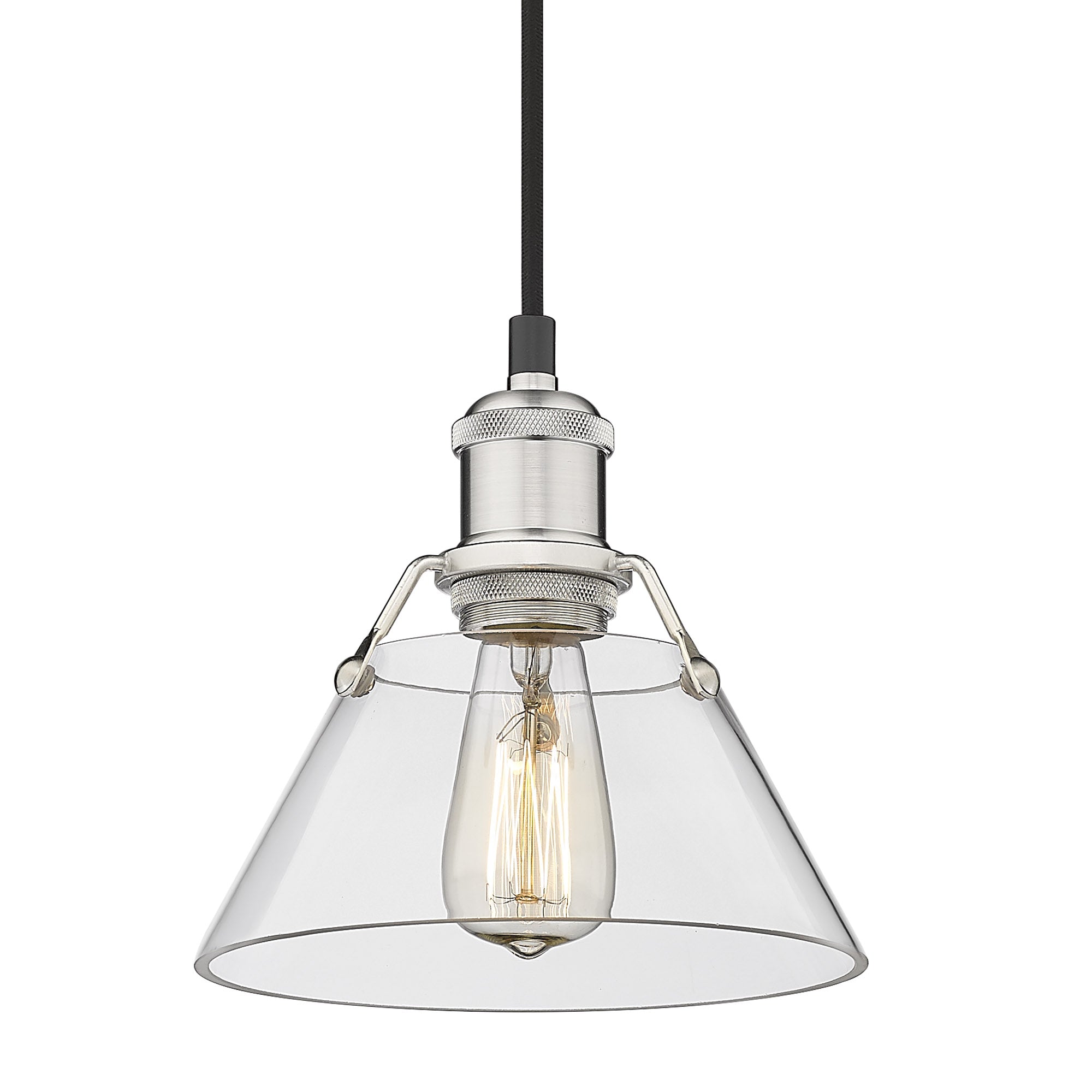 Orwell 7.5" Wide Small Pendant in Pewter with Clear Glass - - Golden Lighting