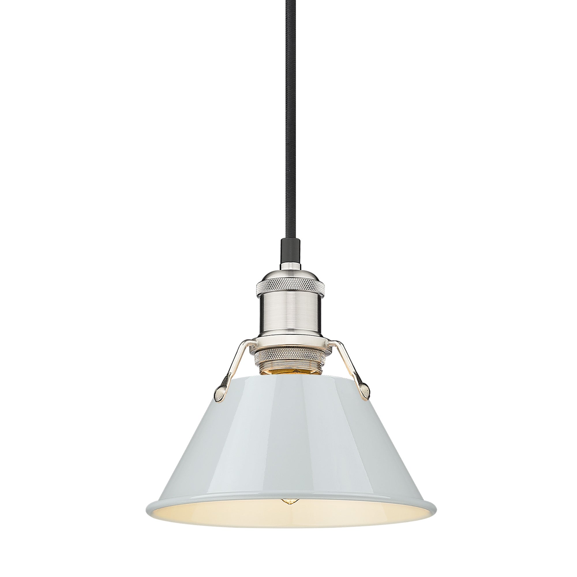 Orwell 7.5" Wide Small Pendant in Pewter with Dusky Blue - Pewter / Dusky Blue / Blue - Golden Lighting