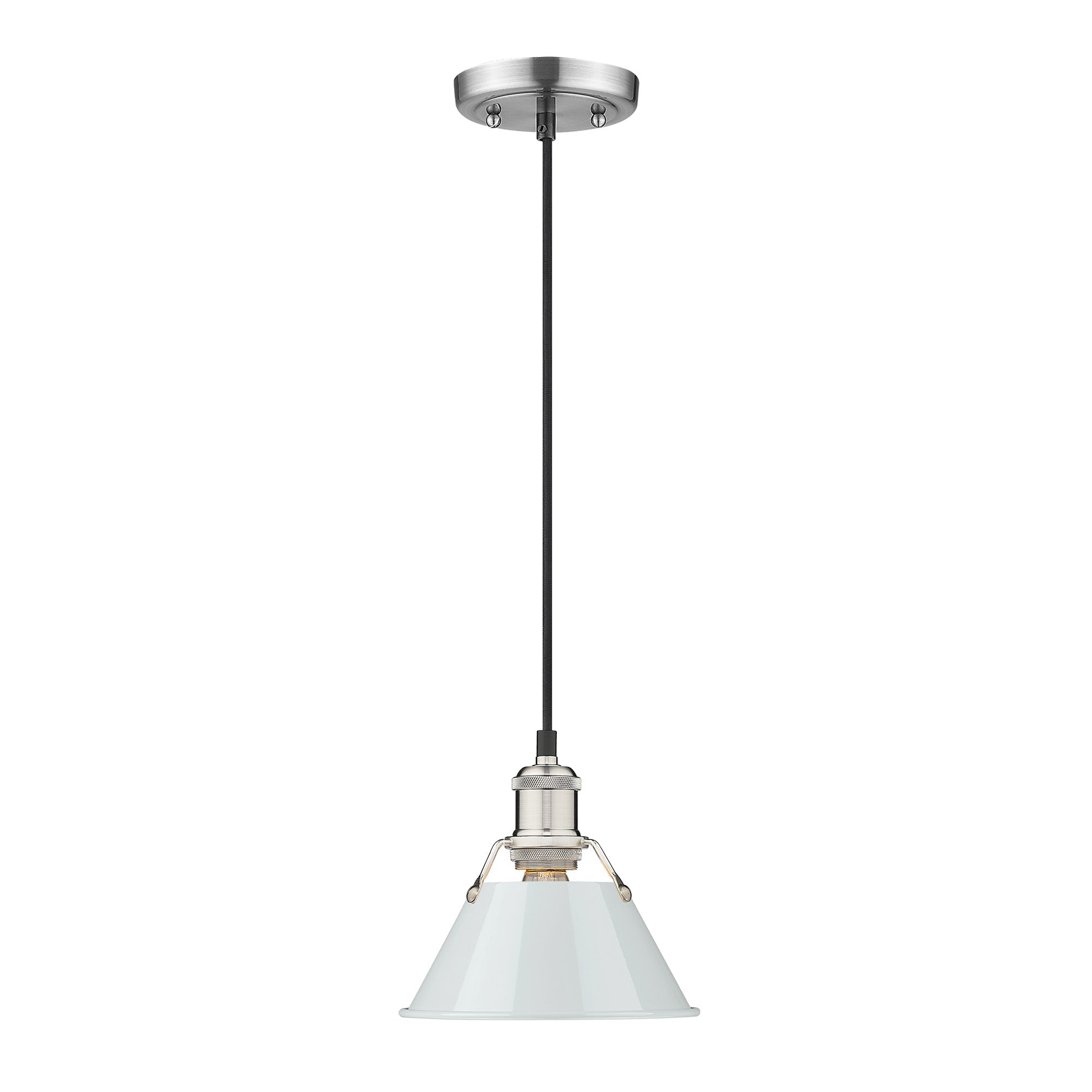 Orwell 7.5" Wide Small Pendant in Pewter with Dusky Blue - - Golden Lighting