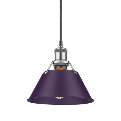 Yep by Golden Lighting Orwell 1-light 8in Pendant in Pewter and Exotic Purple shade