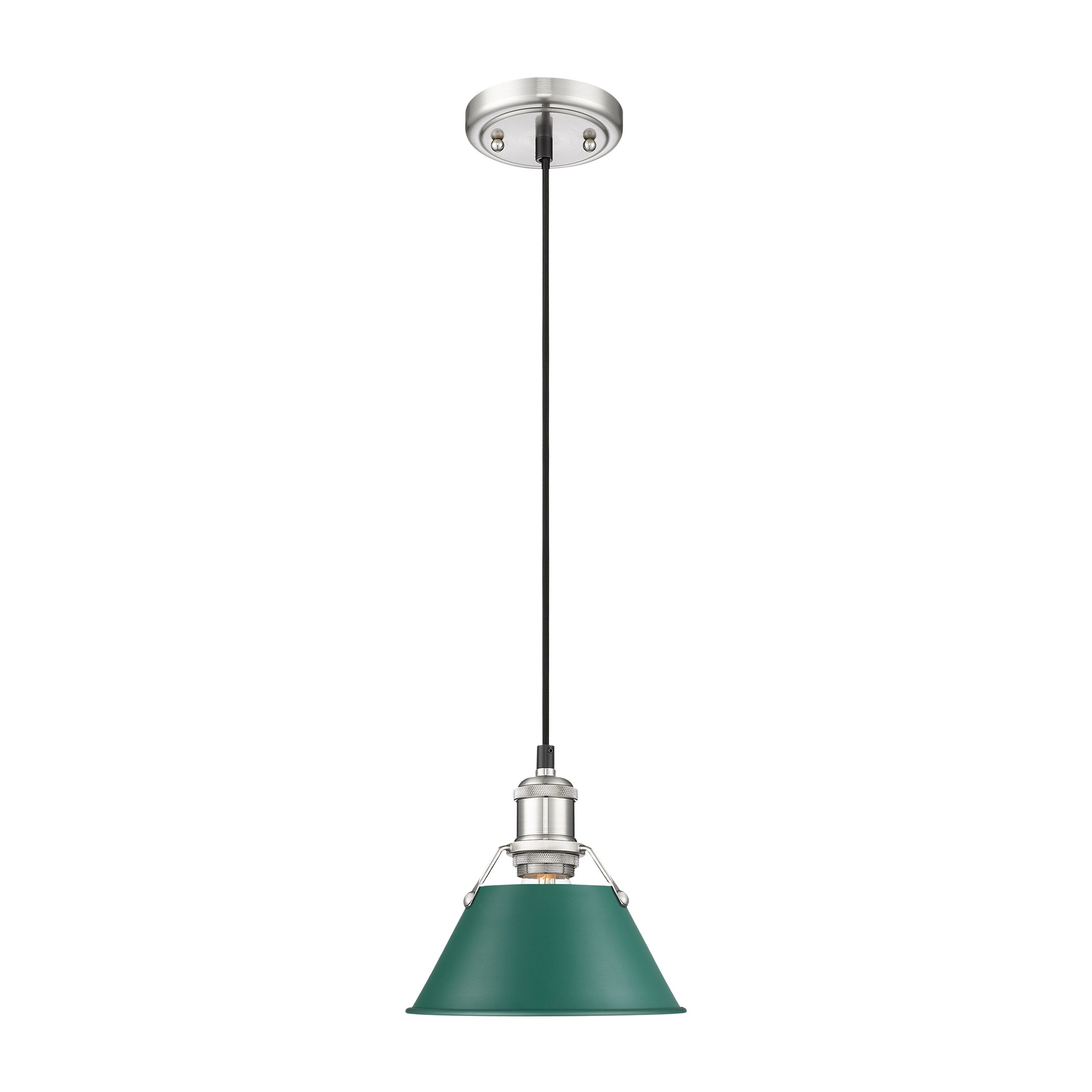 Orwell 7.5" Wide Small Pendant in Pewter with Pine Green - - Golden Lighting