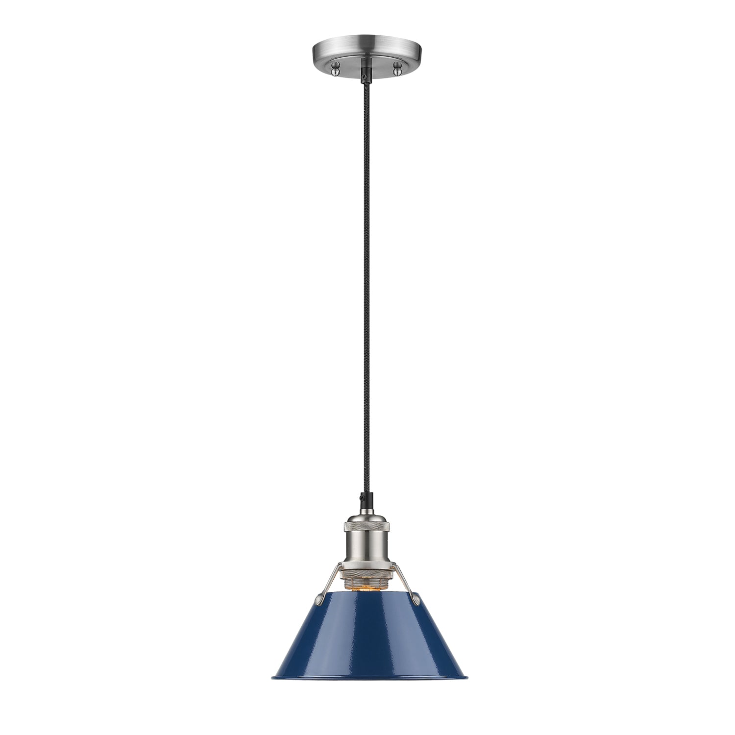 Orwell 7.5" Wide Small Pendant in Pewter with Matte Navy - - Golden Lighting