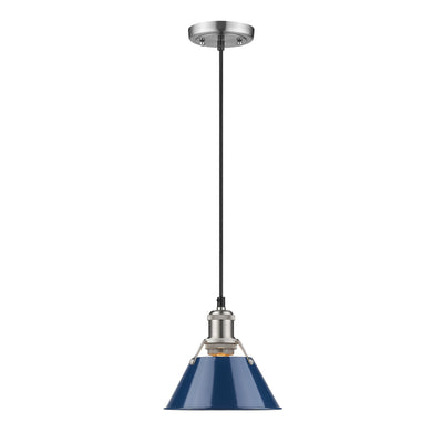Yep by Golden Lighting Orwell 1-light 8in Pendant in Pewter and Navy Blue shade - - Golden Lighting