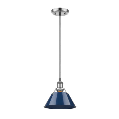 Orwell 7.5" Wide Small Pendant in Pewter with Matte Navy - Pewter / Matte Navy / Blue - Golden Lighting