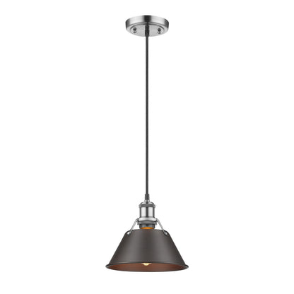 Orwell 7.5" Wide Small Pendant in Pewter with Rubbed Bronze - Pewter / Rubbed Bronze / Bronze - Golden Lighting