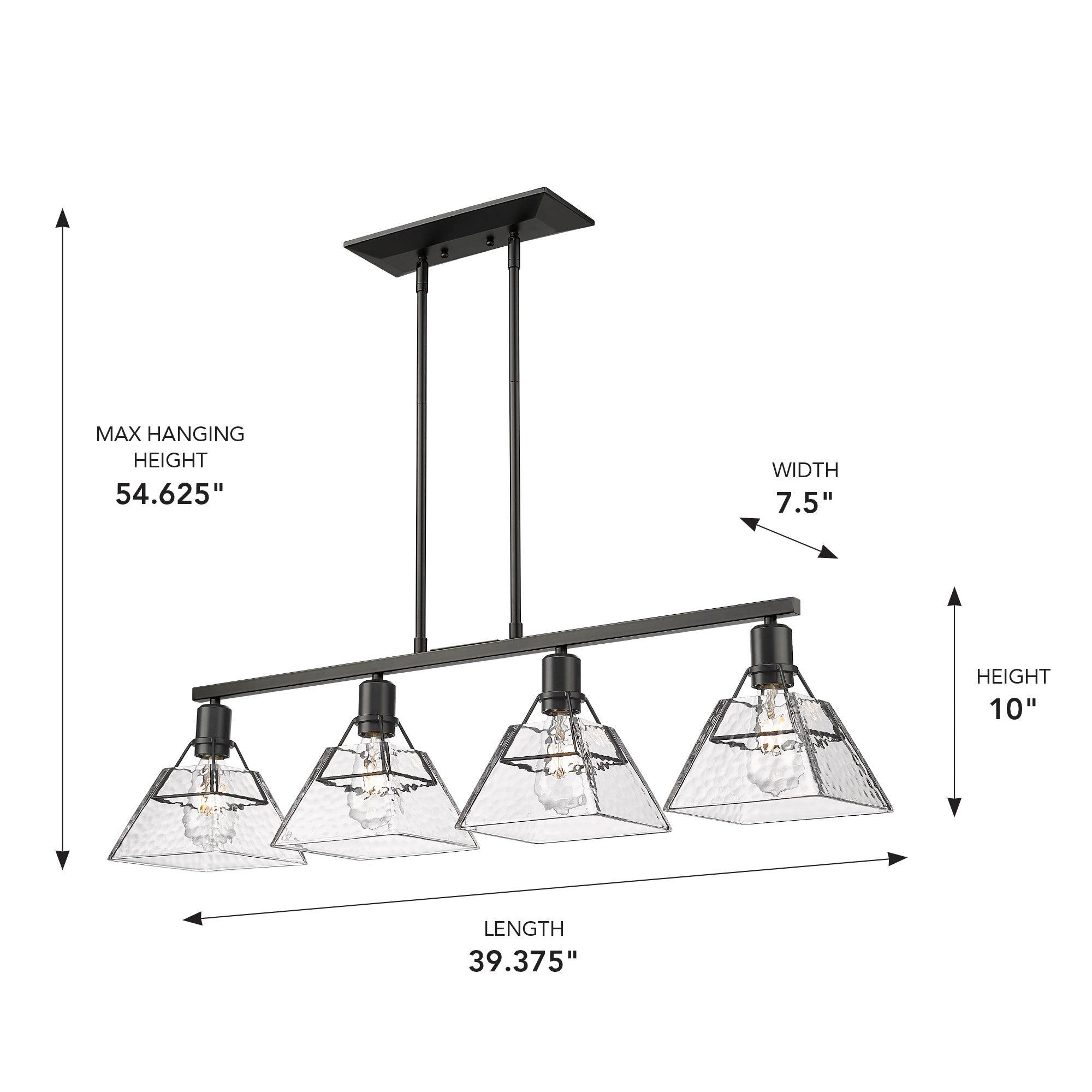 Golden Lighting Kepler 4-light Island Light in Matte Black - - Golden Lighting