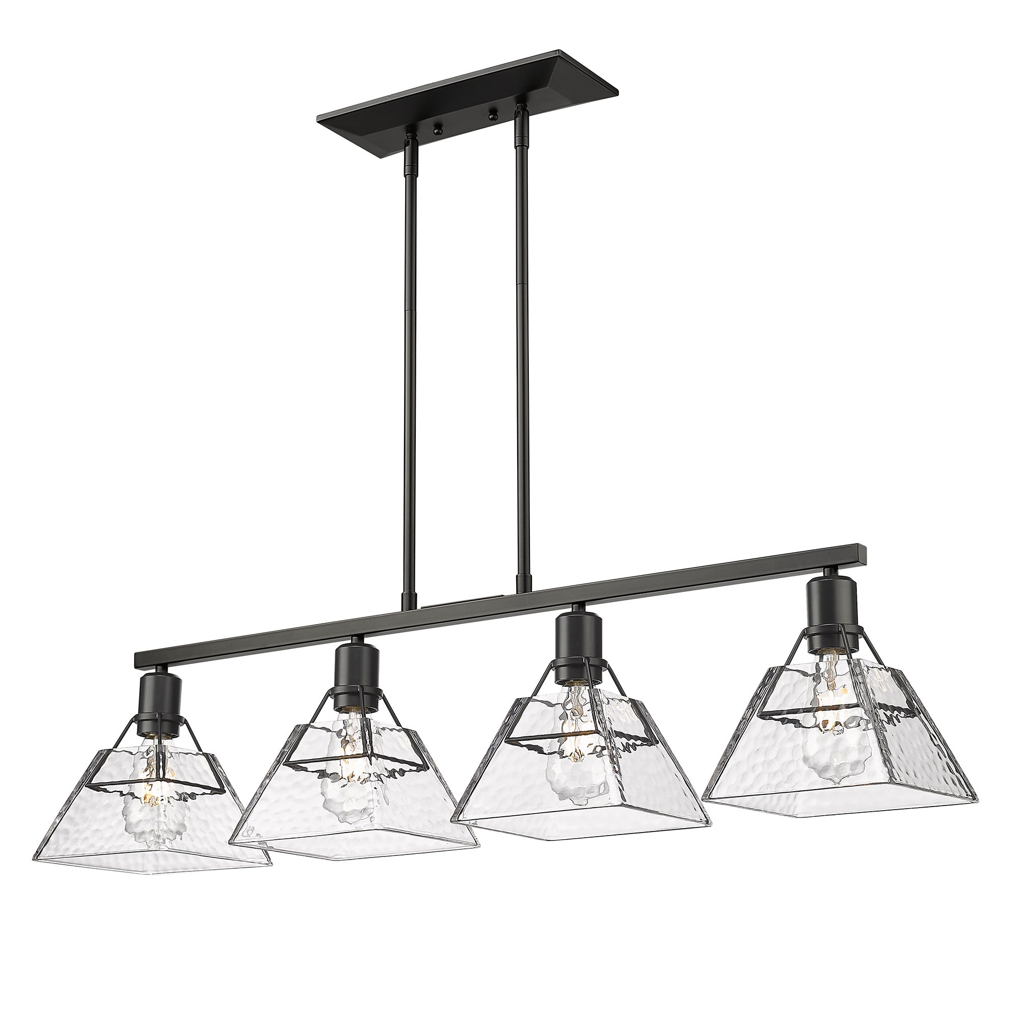 Kepler Linear Pendant in Matte Black with Water Glass Shade - - Golden Lighting