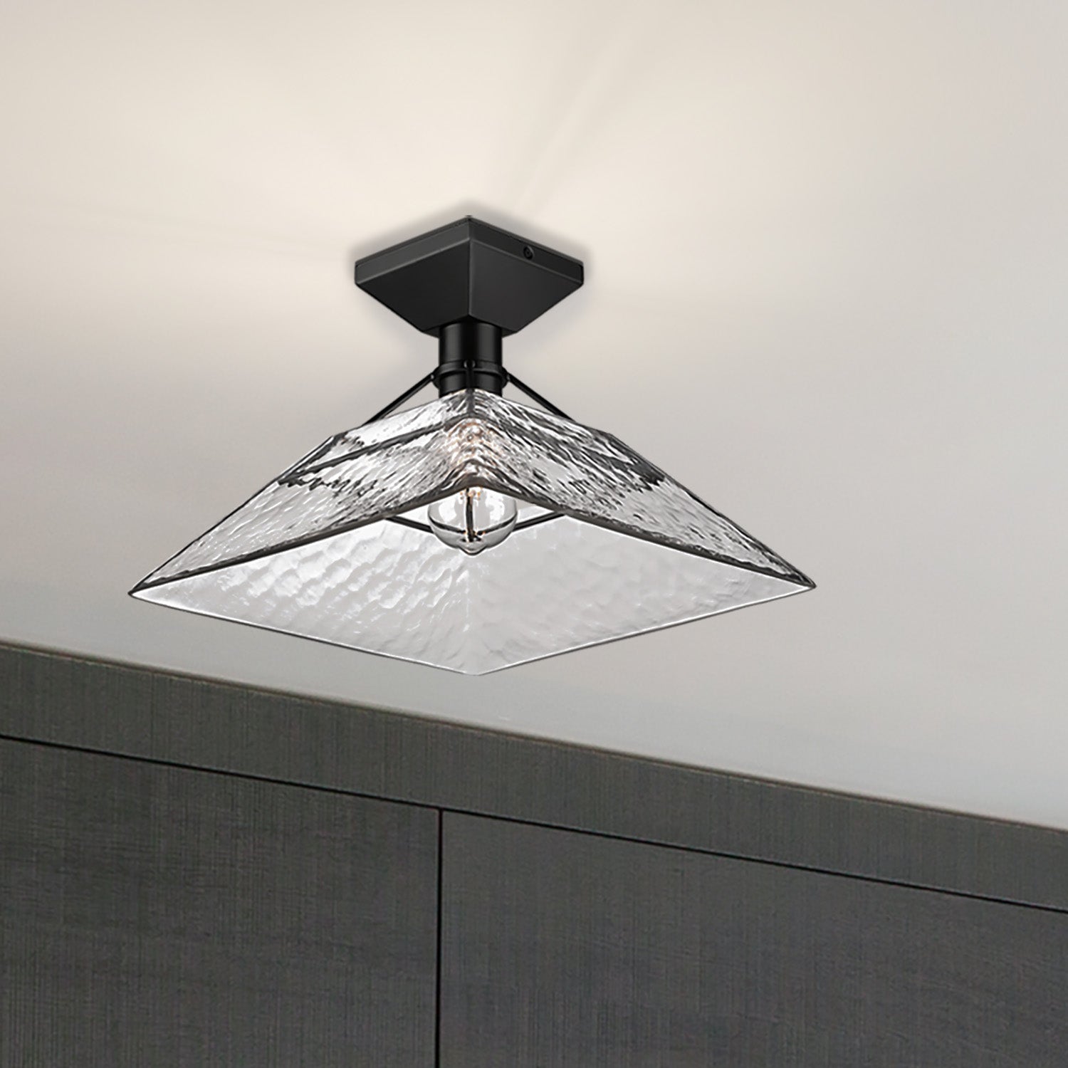Golden Lighting Kepler 1-light Semi-Flush Mount in Matte Black - - Golden Lighting