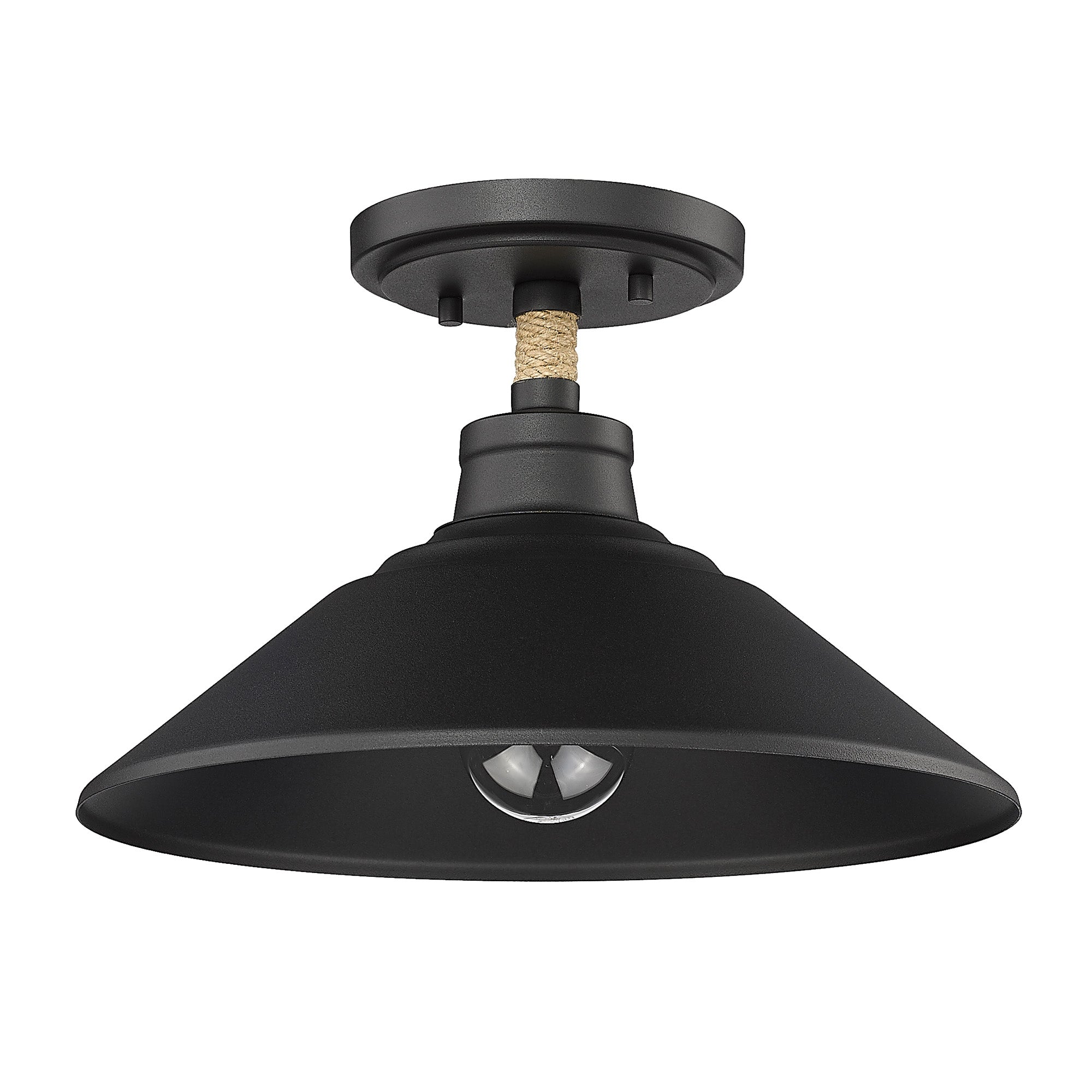 Journey Semi-Flush in Natural Black with Natural Black Shade - - Golden Lighting
