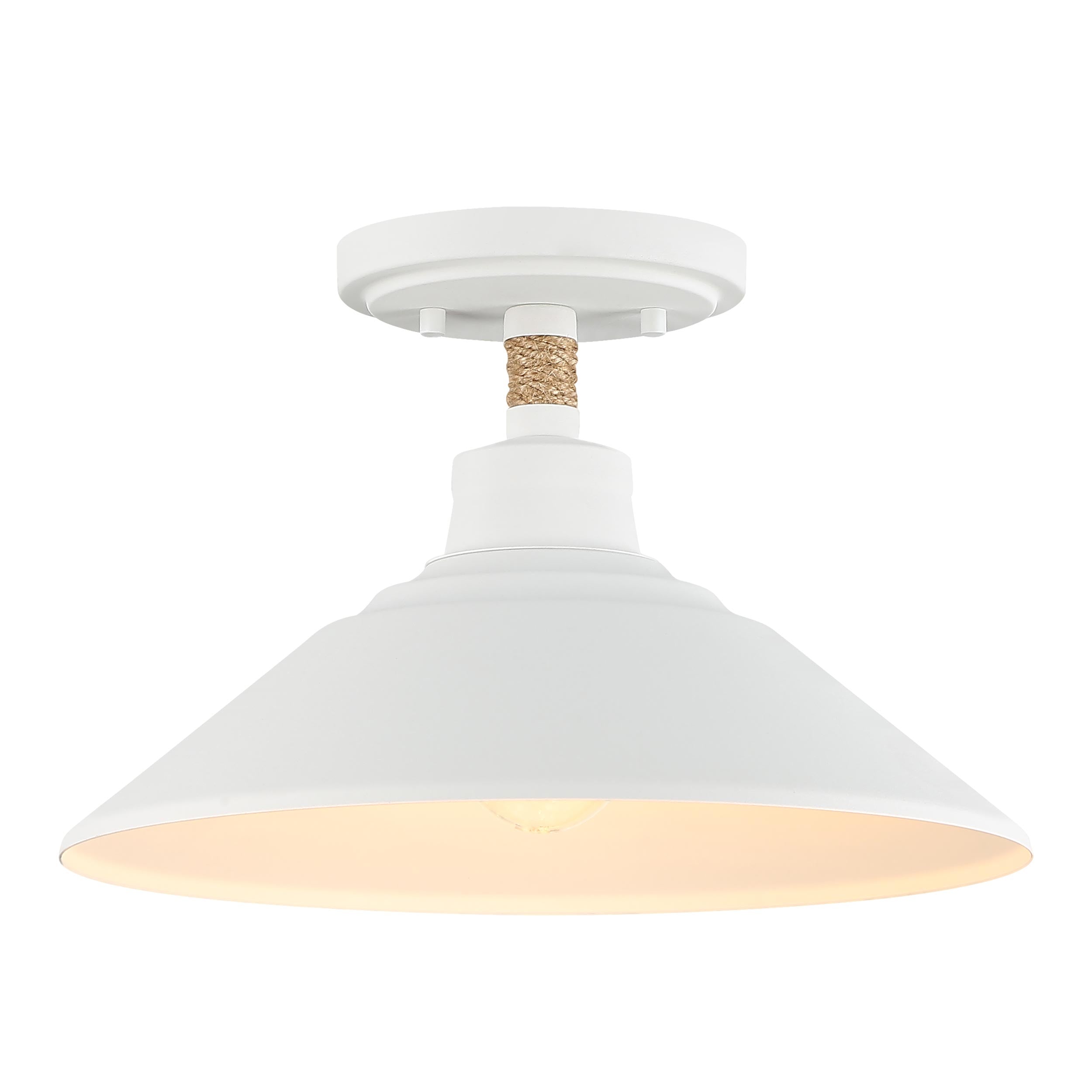 Journey 1-Light Semi-Flush in Natural White - - Golden Lighting