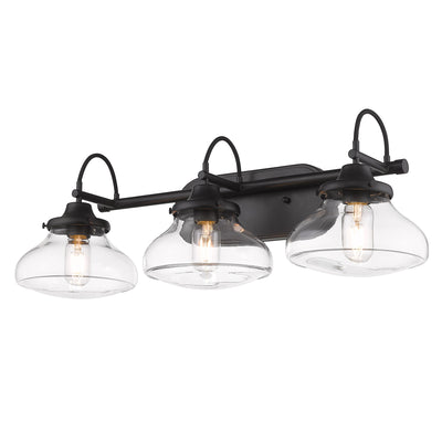 Nash 3-light Vanity in Matte Black - Golden Lighting