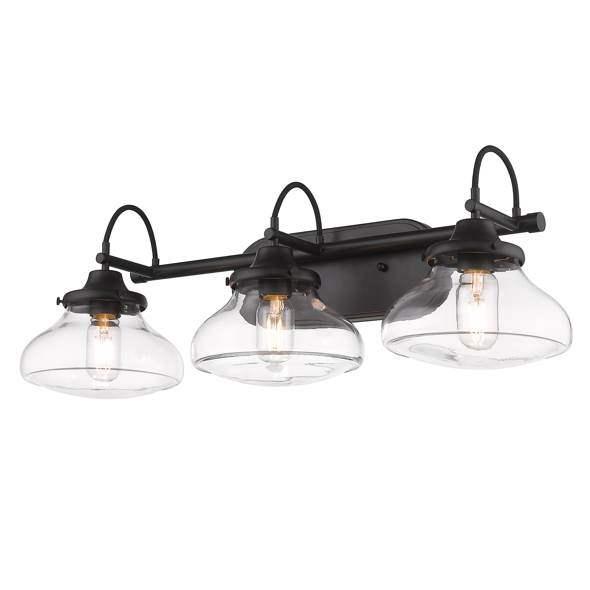 Wry Lighting Nash 3-light Vanity in Matte Black - - Golden Lighting