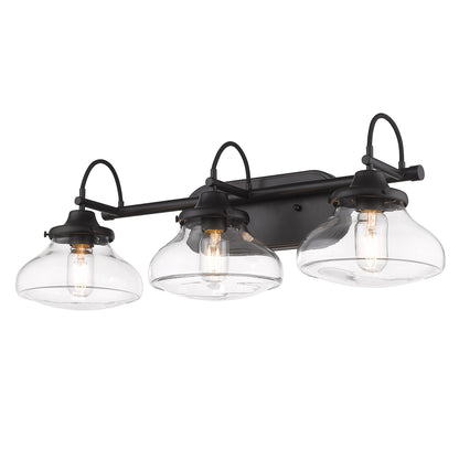 Wry Lighting Nash 3-light Vanity in Matte Black - - Golden Lighting