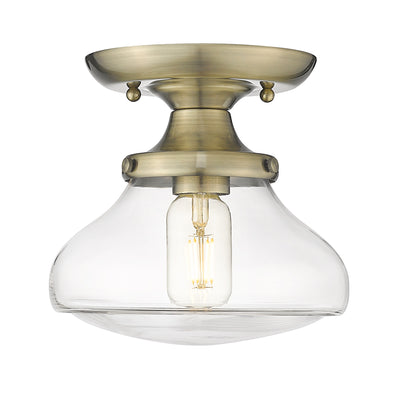 Nash 1-light Semi-Flush Mount in Aged Brass