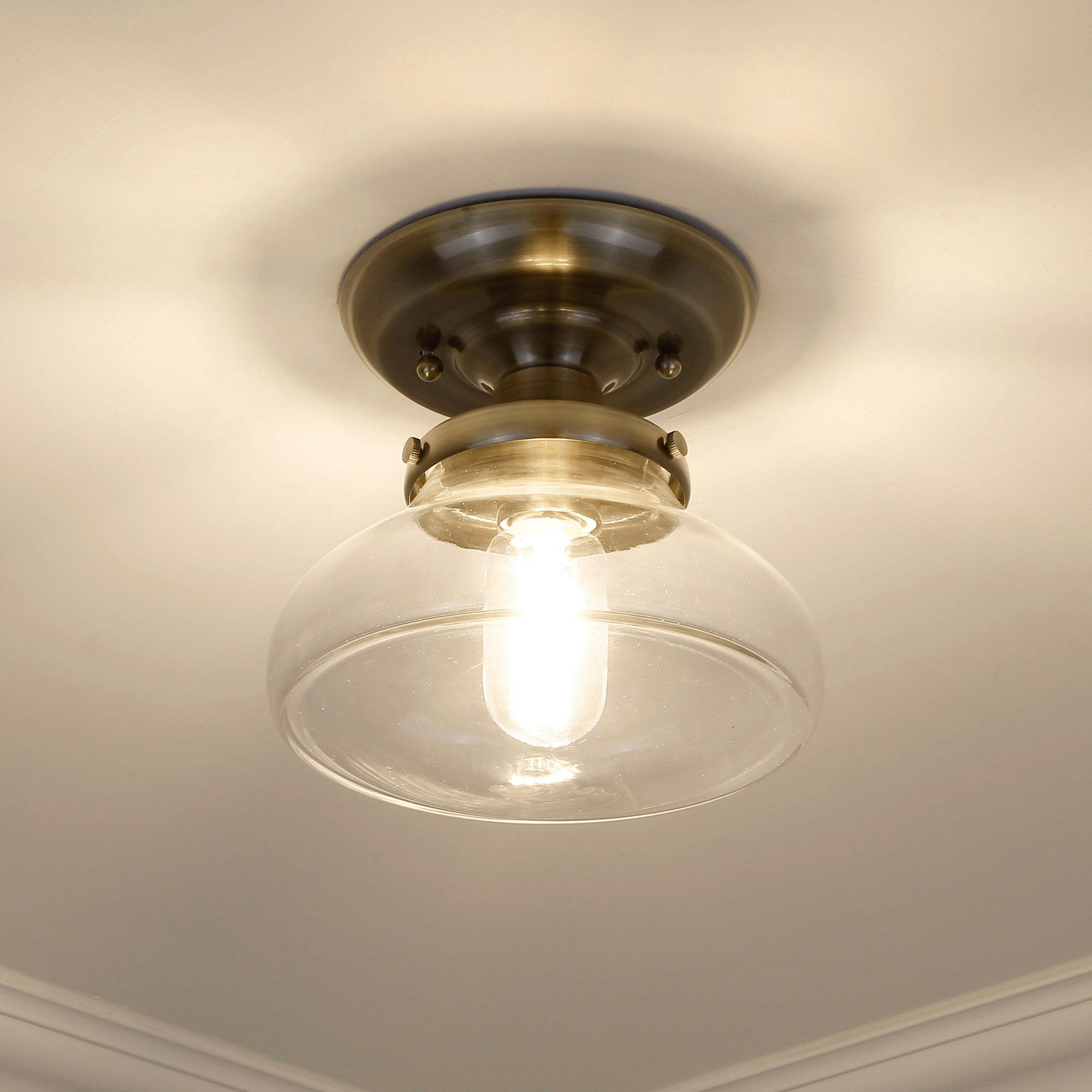 Nash 1-light Semi-Flush Mount in Aged Brass