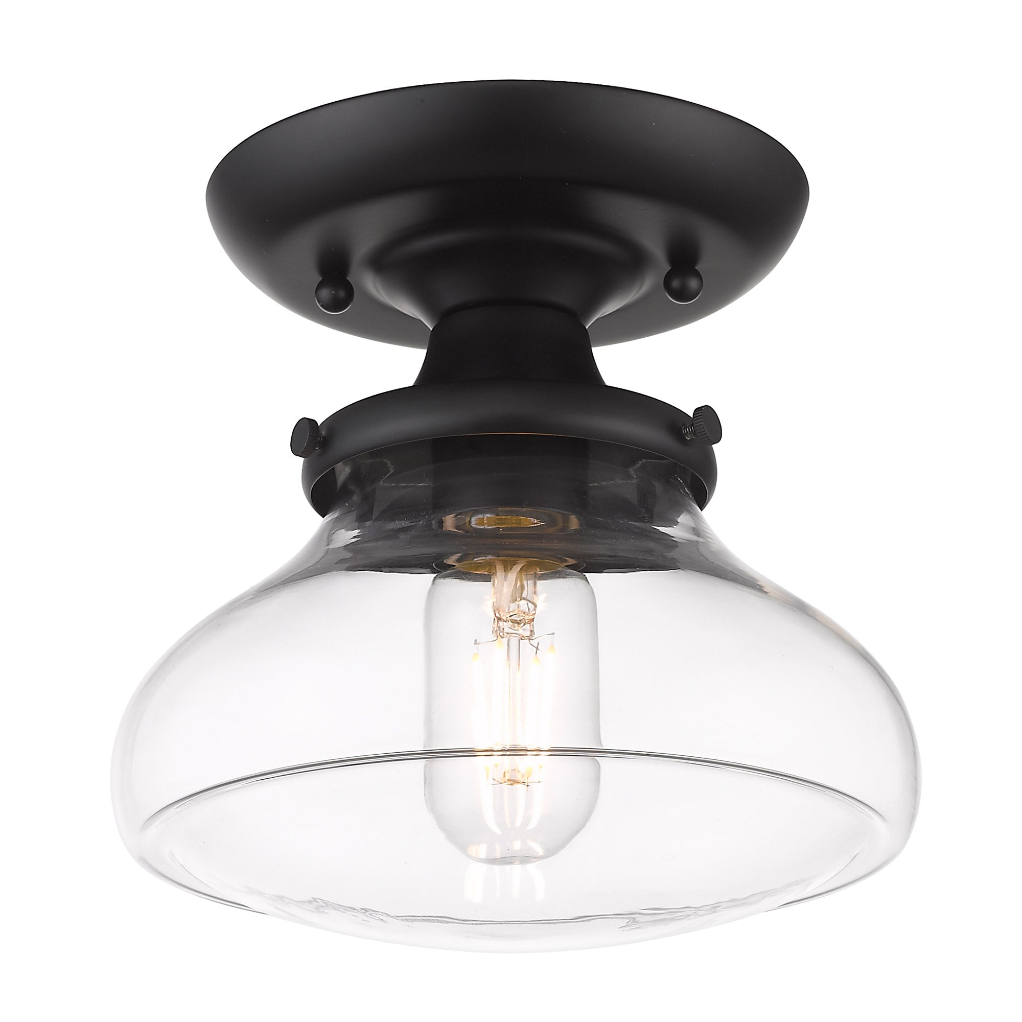 Nash Semi-Flush in Matte Black with Clear Glass - - Golden Lighting