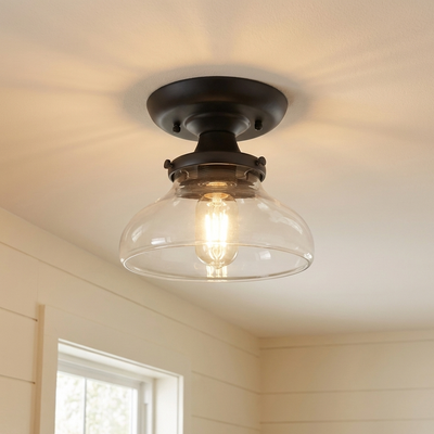 Nash 1-light Semi-Flush Mount in Matte Black, alternate view - Golden Lighting