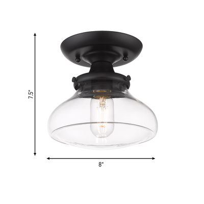 Nash 1-light Semi-Flush Mount in Matte Black, dimensions diagram - Golden Lighting