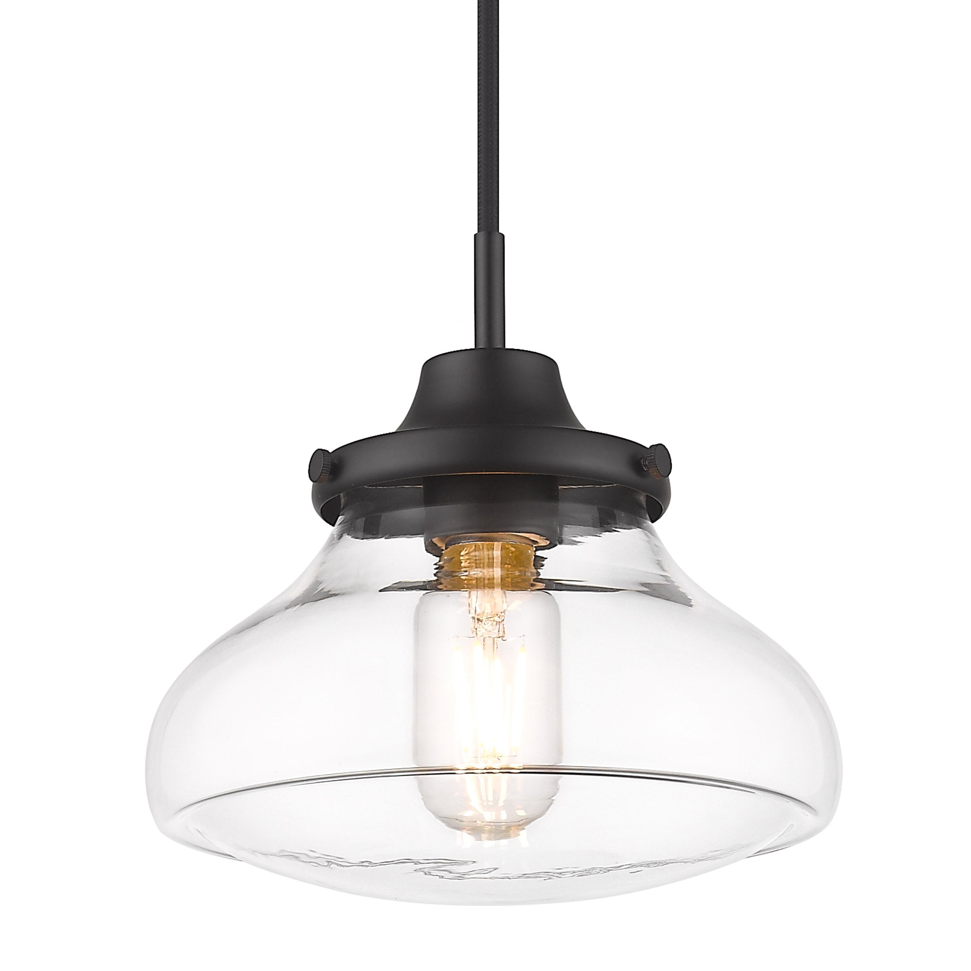 Nash Small Pendant in Matte Black with Clear Glass - - Golden Lighting