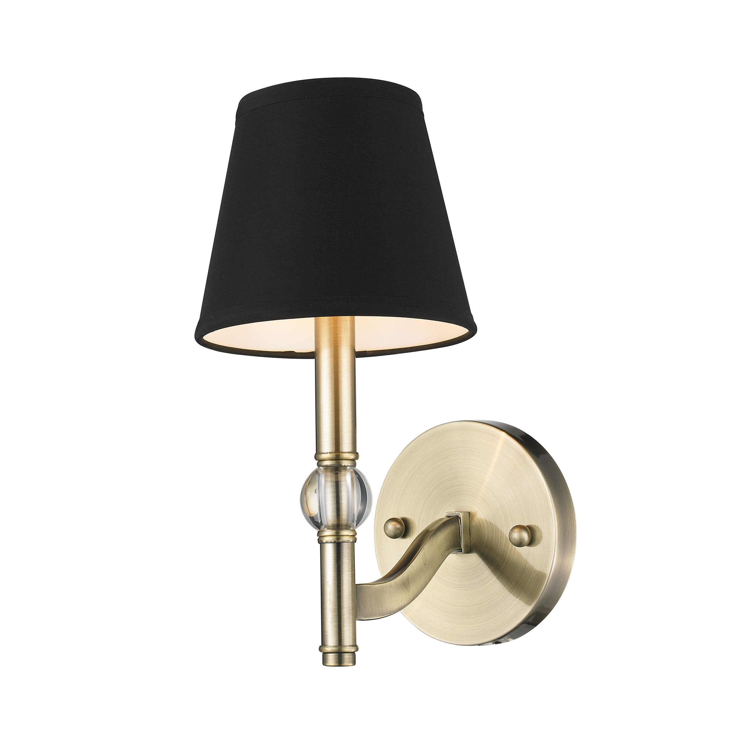 Waverly 1-light Wall Sconce in Aged Brass and Tuxedo shade