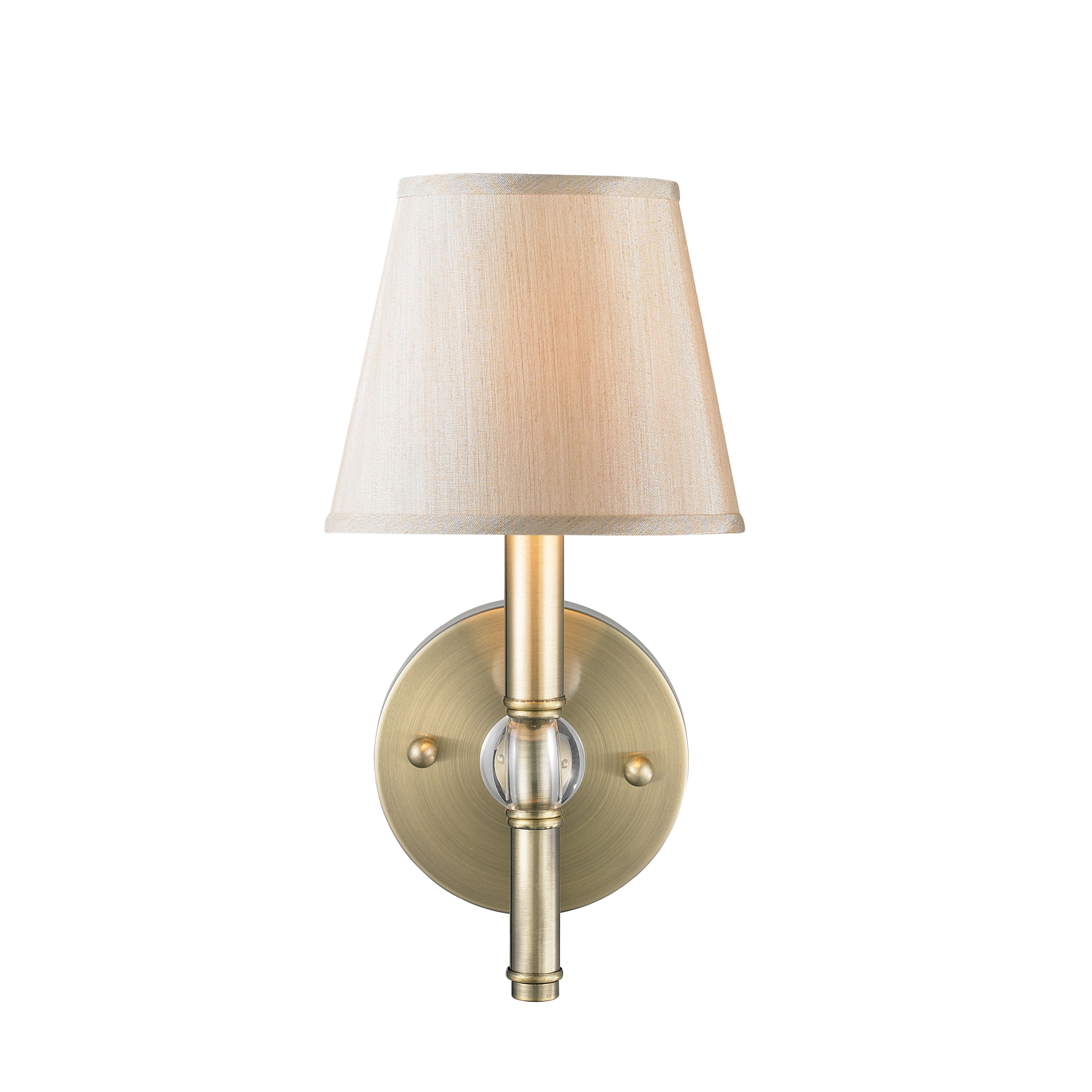 Waverly 1-light Wall Sconce in Aged Brass and Silken Parchment shade