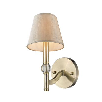 Waverly 1-light Wall Sconce in Aged Brass and Silken Parchment shade