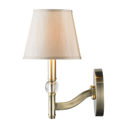 Waverly 1-light Wall Sconce in Aged Brass and Silken Parchment shade