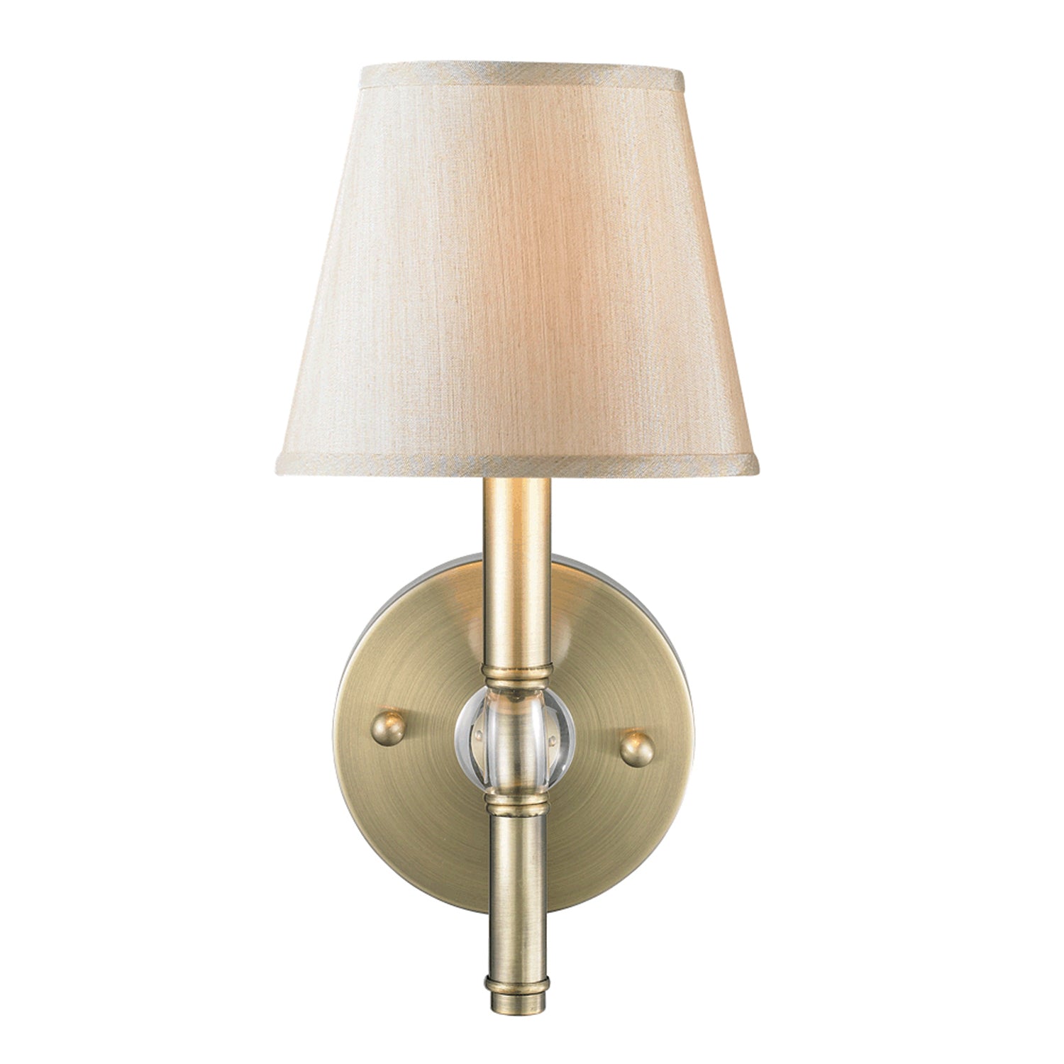 Waverly 1 Light Wall Sconce in Aged Brass with Silken Parchment Shade - - Golden Lighting