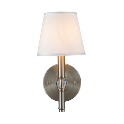 Waverly 1 Light Wall Sconce in Pewter with Classic White Shade - - Golden Lighting